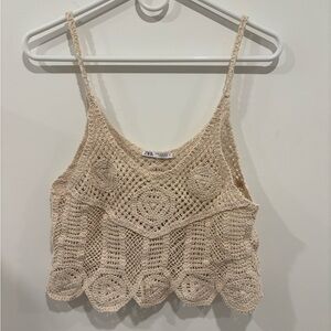 Zara Tan Crochet Crop Top